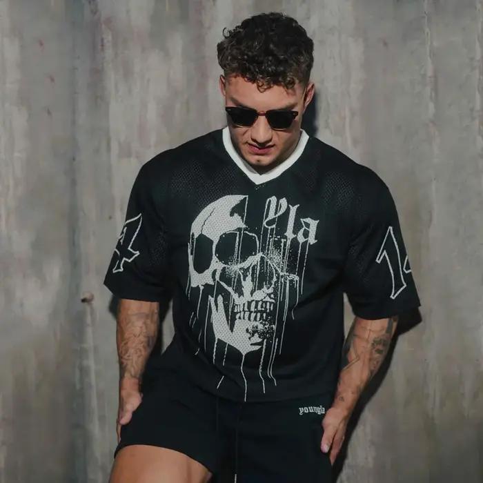 T-shirts hommes été nouveaux sport hommes T-shirts loisirs col en V mode vêtements amples et confort