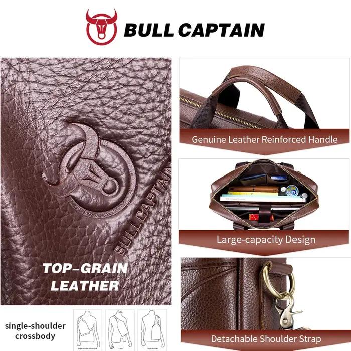 BULLCAPTAIN hommes porte-documents célèbre marque en cuir épaule sacs de messager bureau sac à main