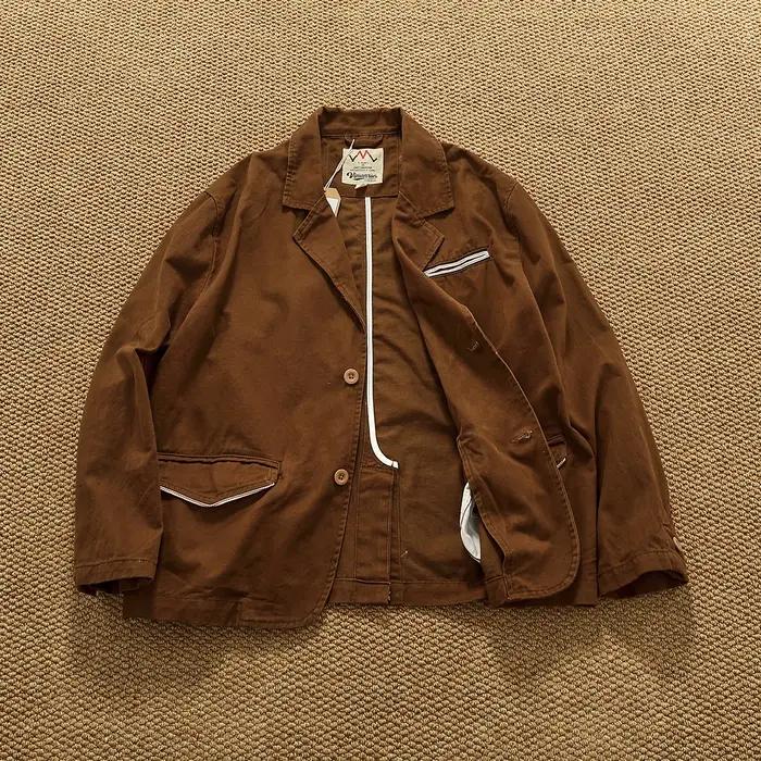 Style revers vêtements de travail rétro Fengshui lavage vieille veste en jean haut hommes pur coton