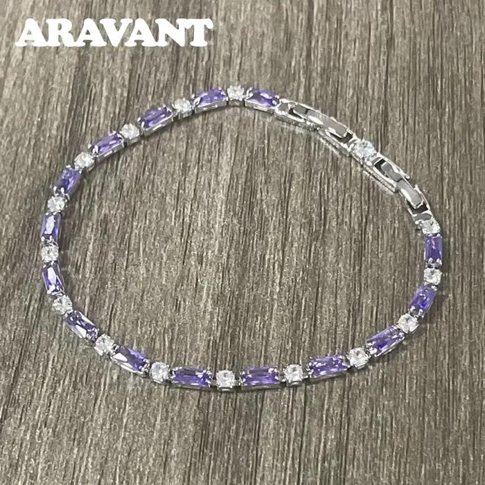 Aravant 925 argent 18K or améthyste Bracelet chaîne pour femmes bijoux de mode