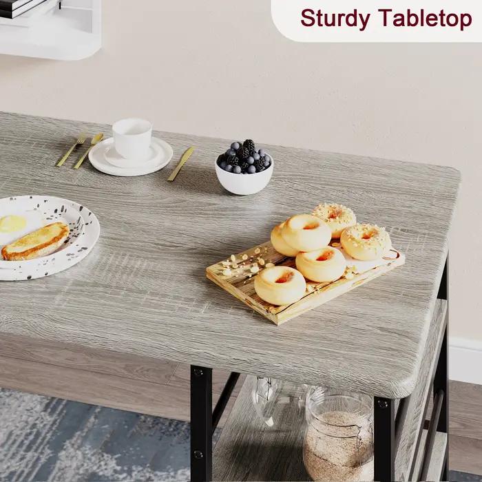 Ensemble de table à manger avec étagères à 3 niveaux, ensemble de table de cuisine de bar avec 2 cha