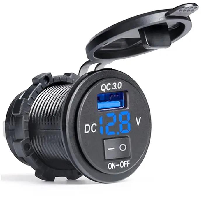Prise de chargeur de voiture USB Quick Charge 3.0, voltmètre à affichage numérique, prise de chargeu