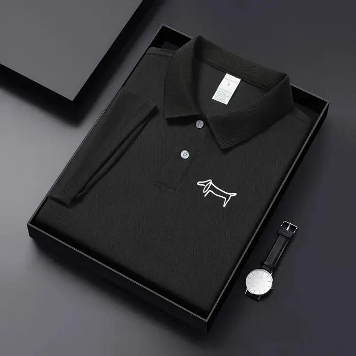 Nouveau T-shirt décontracté à col pour homme en tissu respirant de couleur unie, idéal pour le golf,