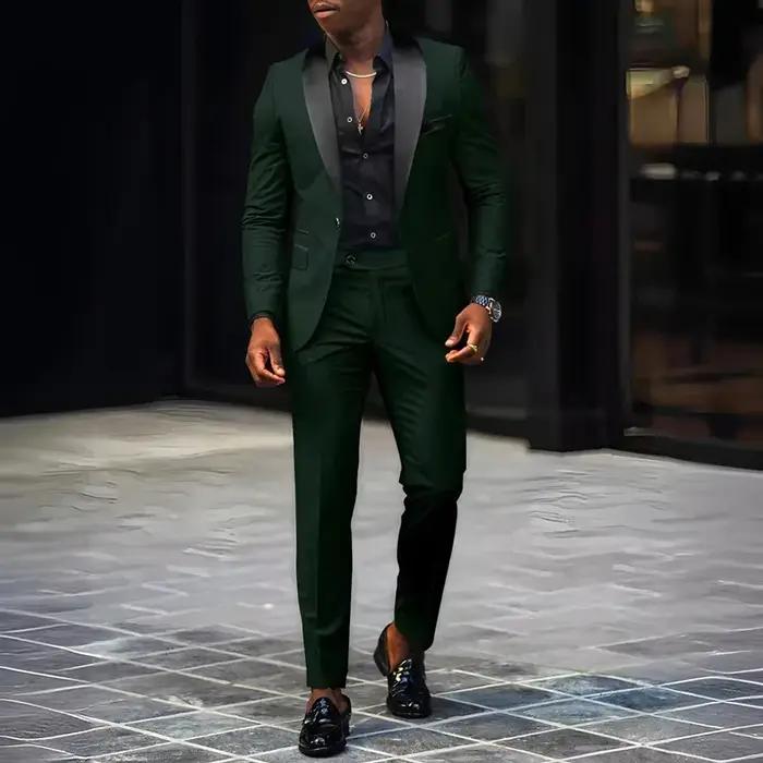 Costume 2 pièces pour hommes, adapté aux costumes d'affaires de mariage, ensembles vestes et pantalo