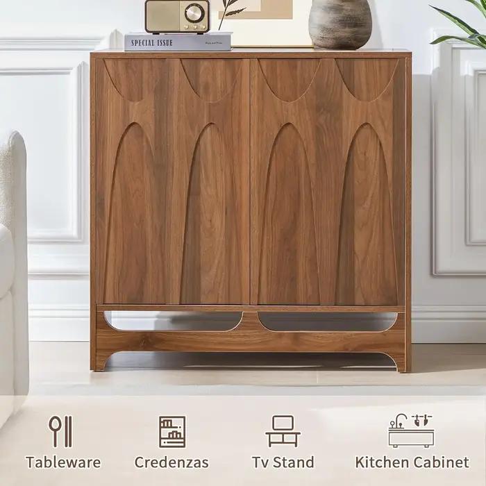 Buffet Buffet avec ensemble de rangement de 3, armoire de rangement moderne du milieu du siècle de 9