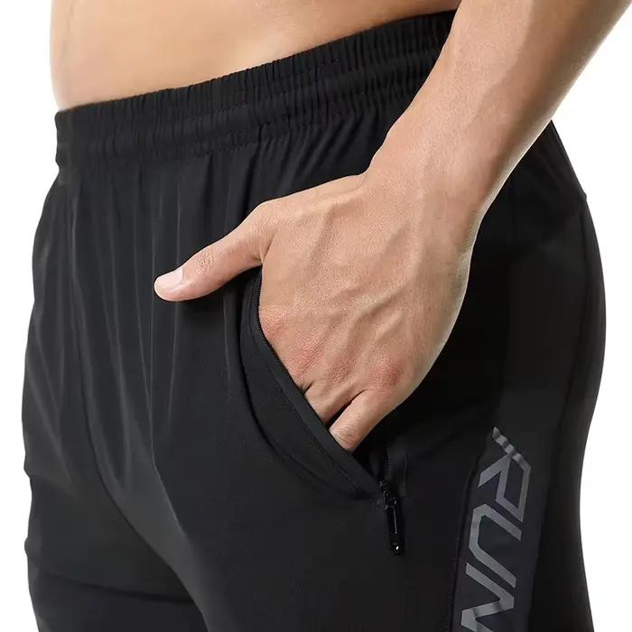 Pantalon de course réfléchissant pour hommes, fermeture éclair, pantalon de sport, d'entraînement, d