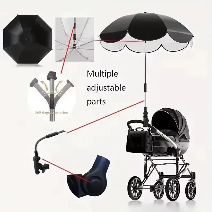 Parapluie de poussette universel anti-uv protection solaire imperméable accessoire bébé pour sorties et visites familiales