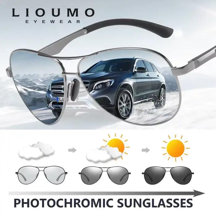 Lunettes de soleil photochromiques pilote de conception de marque classique hommes lunettes de solei
