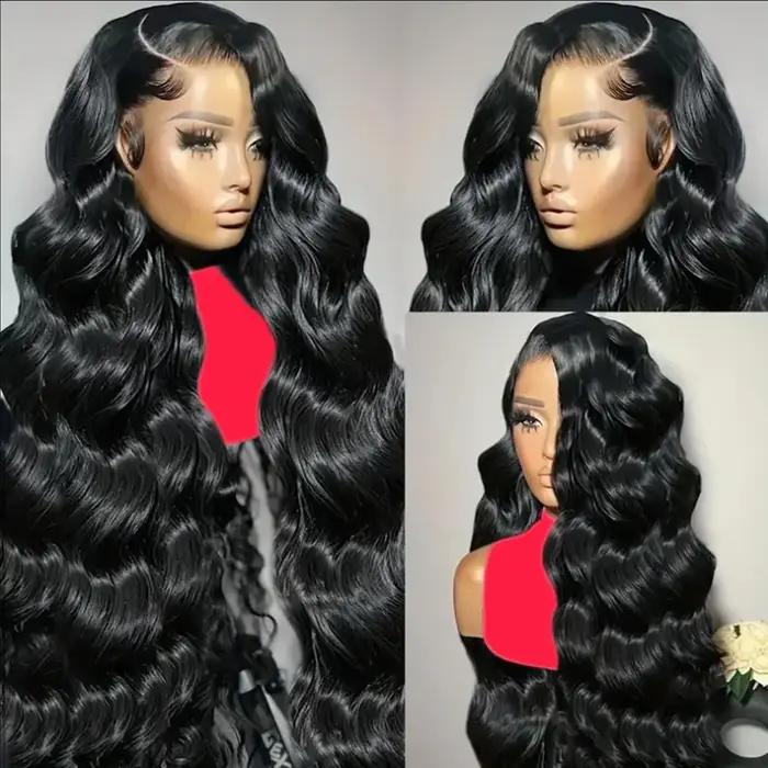 Perruque Lace Front Wig Body Wave 360 Naturelle, Cheveux Humains, 4x4, 13x4, 13x6 HD, 30, 32, 34 Pou