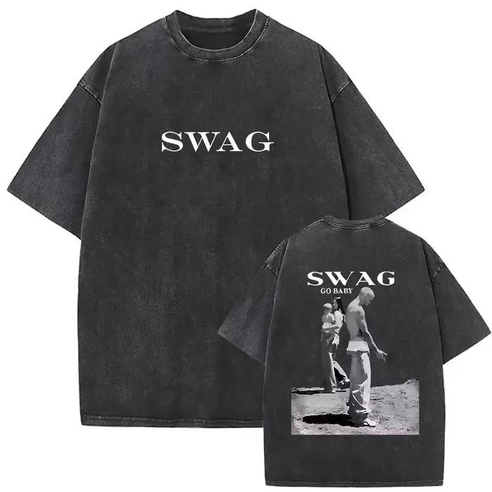 Vintage Justin Bieber SWAG Album 2025 lavé t-shirts hommes femmes col rond haute qualité mode T-shir