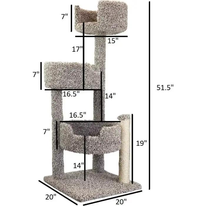 Arbre à chat en bois véritable et tapis, moucheté