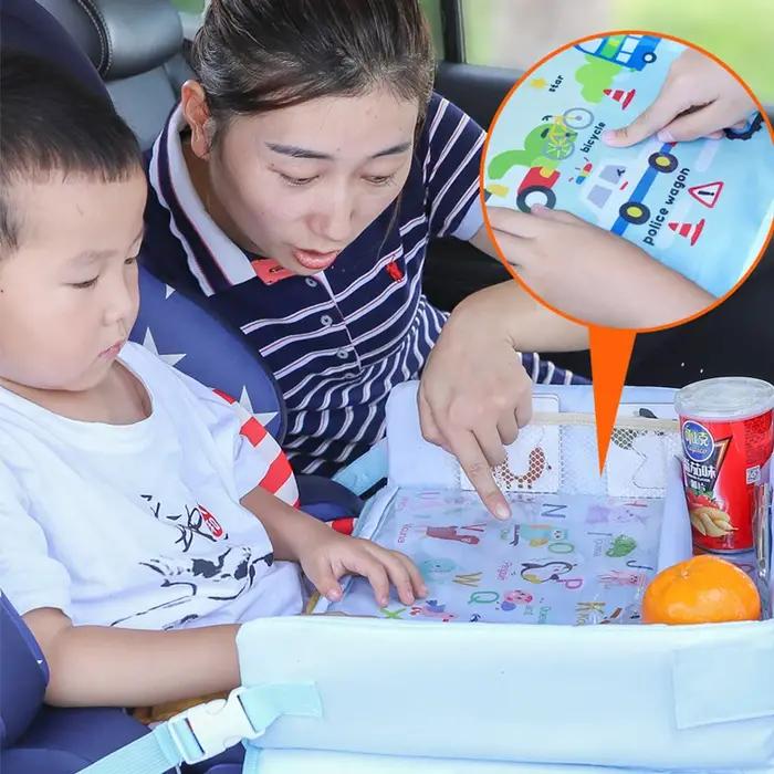 Table de Jeu Étanche pour Siège de Voiture, Siège de Voyage, Sécurité, Jouets Snacks, Porte-Gobelet, Poussette pour Bébé et Enfant