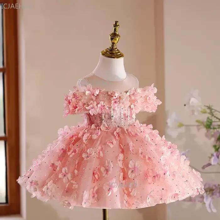 Robe florale pour le premier anniversaire des filles, tenue de performance, de cérémonie ou de conco