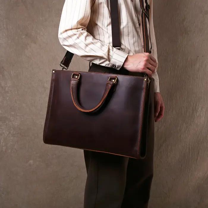 Baotou – sac à main en cuir pour hommes, Ultra-simple, de haute qualité, avec couche en cuir de vach