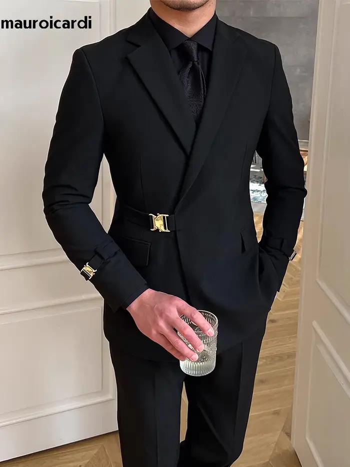 Mauroicardi-Blazer Slim Fit pour Femme, Noir, Blanc, Élégant, Chic, Intelligent, Décontracté, Mariag