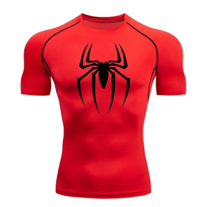 Chemise de Compression imprimée araignée pour hommes, T-Shirt à séchage rapide, maillot de course de