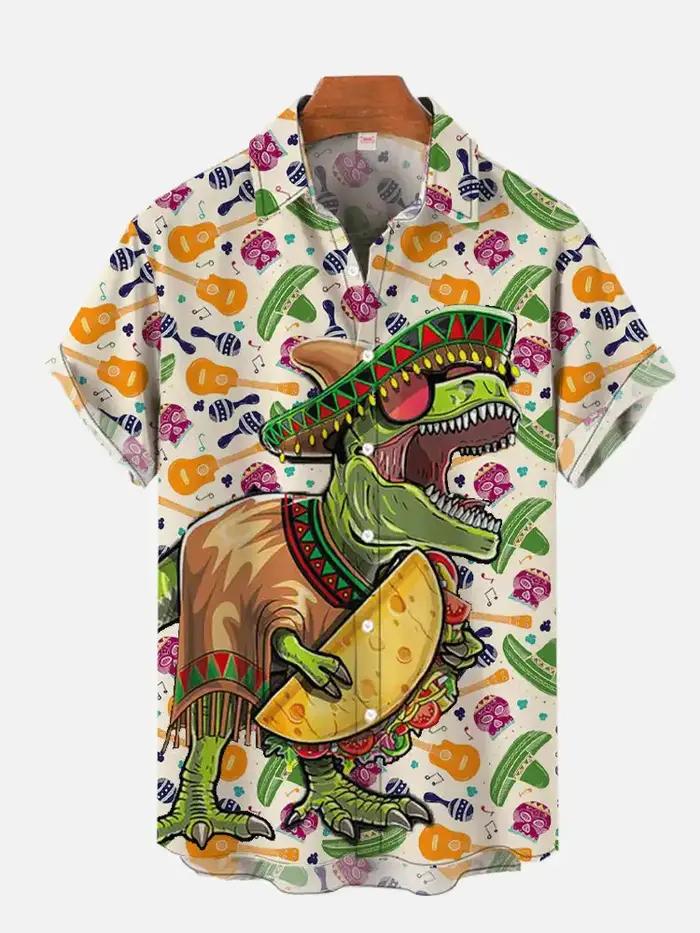 Chemises hawaïennes pour hommes, à la mode, Style mexicain, Graffiti coloré, affiche d'art imprimée,