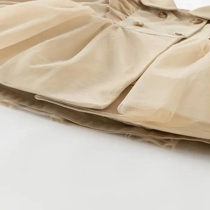 Dave Bella veste pour enfants automne printemps Trench manteaux pour adolescentes doux haut kaki vêt