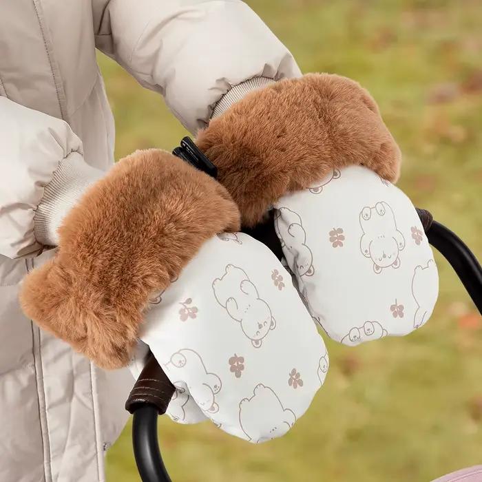Gants de Poussette pour Bébé, 1 Paire, Mitaines Antigel, Fourrure Intérieure, Chaud, pour l'Hiver, p