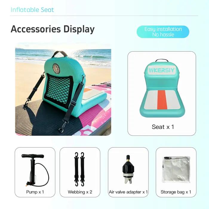 Siège de kayak gonflable avec support dorsal, siège robuste pour SUP, paddleboard, bateau, coussin d
