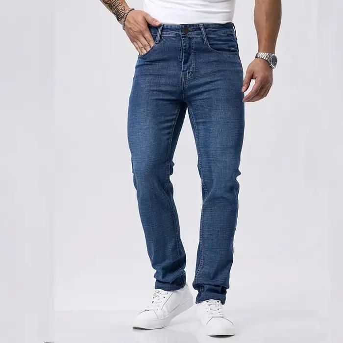 Printemps automne hommes d'affaires jean décontracté droit Stretch mode classique noir ciel bleu gri