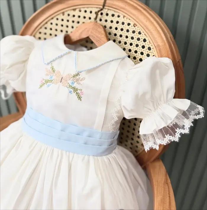 Robe d'été pour bébé fille de 0 à 12 ans, broderie blanche, robe de princesse turque Vintage pour an