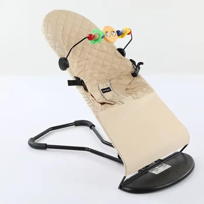 Chaise à bascule pliable pour bébé, avec jouets, siège videur réglable avec housse en tissu, chaise