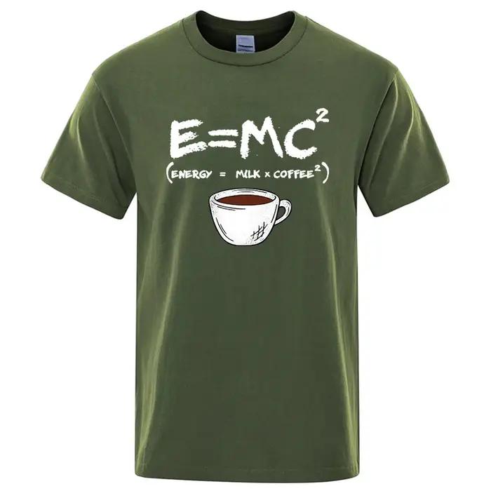 T-shirt d'été pour hommes 100% coton décontracté drôle énergie = lait + café imprimé hommes Cool amp