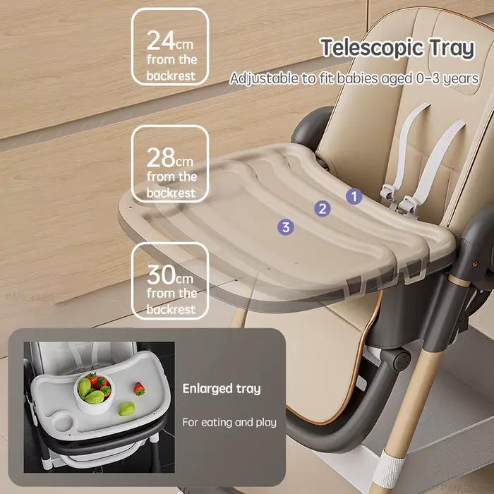 PANGDUBE Chaise haute pour bébé pour nourrir, inclinable, pliante et relevable, chaise haute à roule