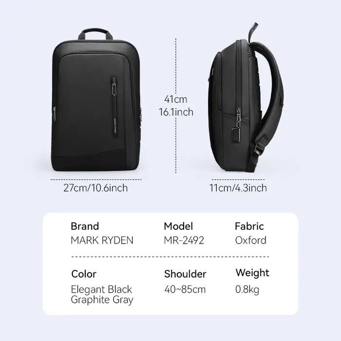 Sac à dos pour ordinateur portable fin pour homme Mark Ryden, léger, résistant à l'eau, sac à dos de
