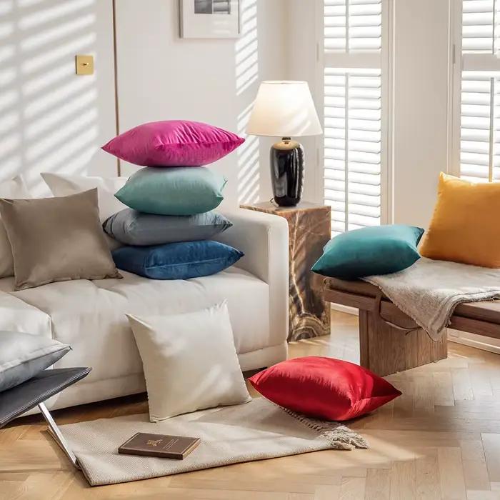 Housse de coussin en velours MACT, 2 pièces, douce, unie, décorative, carrée, pour canapé, chambre,