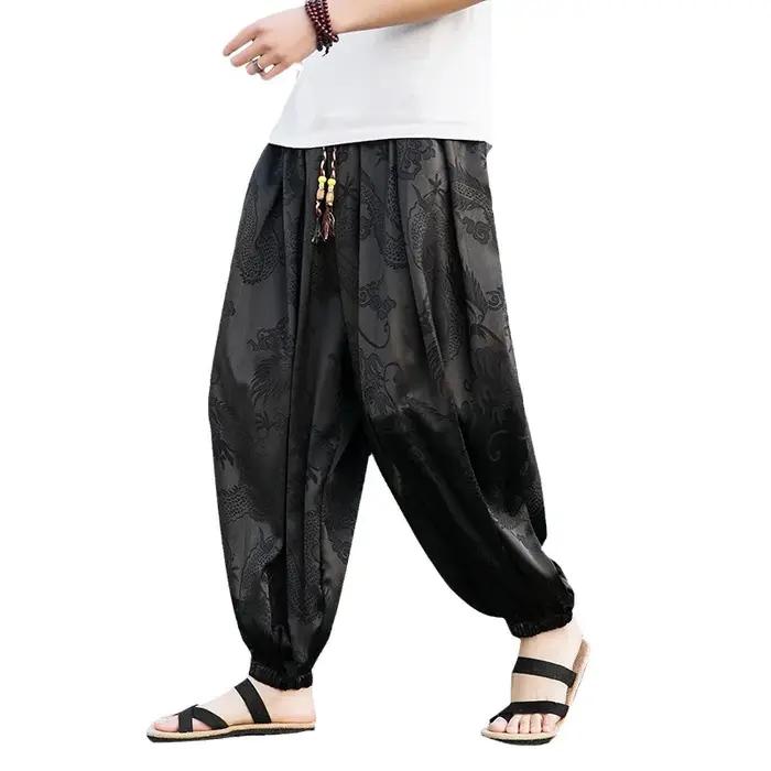 FGKKS 2023 pantalons de marque d'extérieur pour hommes Lce soie Dragon fleur foncée lâche Bloomers h