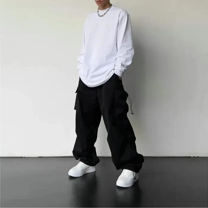 Pantalon cargo décontracté pour homme, streetwear classique, pantalon droit à jambes larges, vêtemen