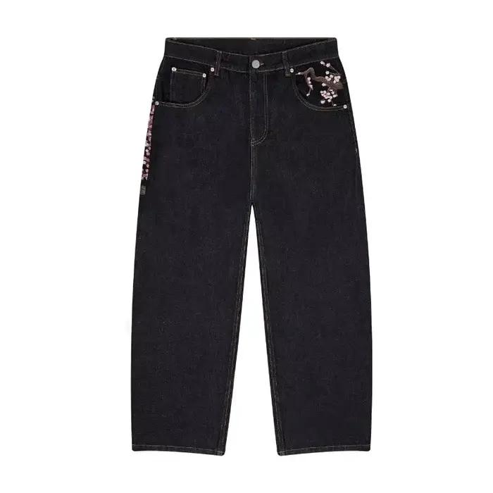 Y2K Harajuku jean Goth vintage fleur de prunier motif brodé pantalon à jambes larges hommes femmes d