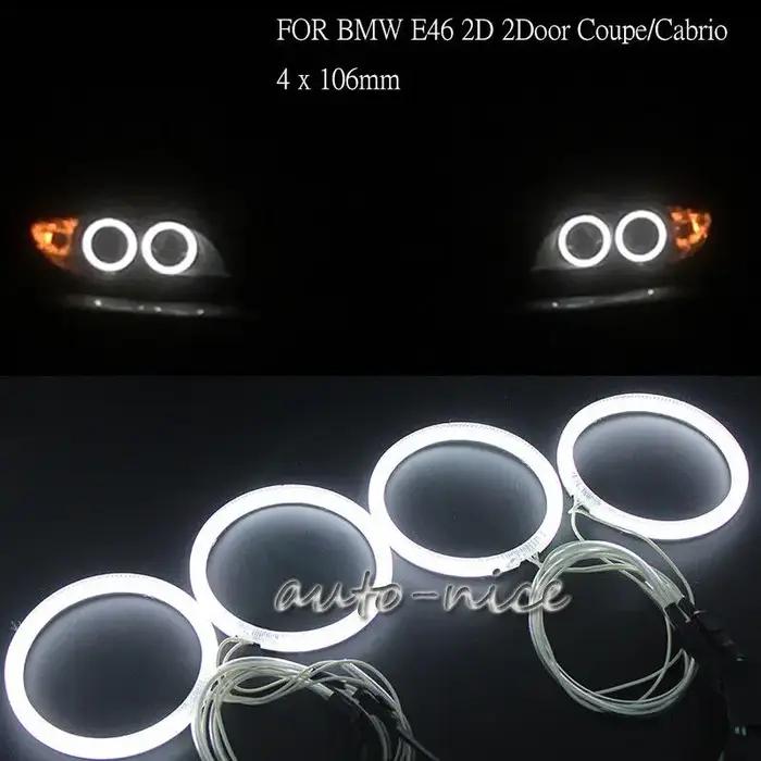 Anneau lumineux LED Angel Eye Halo, en coton blanc, pour BMW E46 OJ Coupé Facelift, 106mm