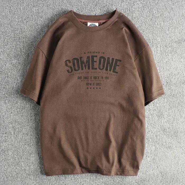 T-shirt à Manches Courtes et Col Rond pour Homme, Style Rétro Américain, Lettres Imprimées, Simple,