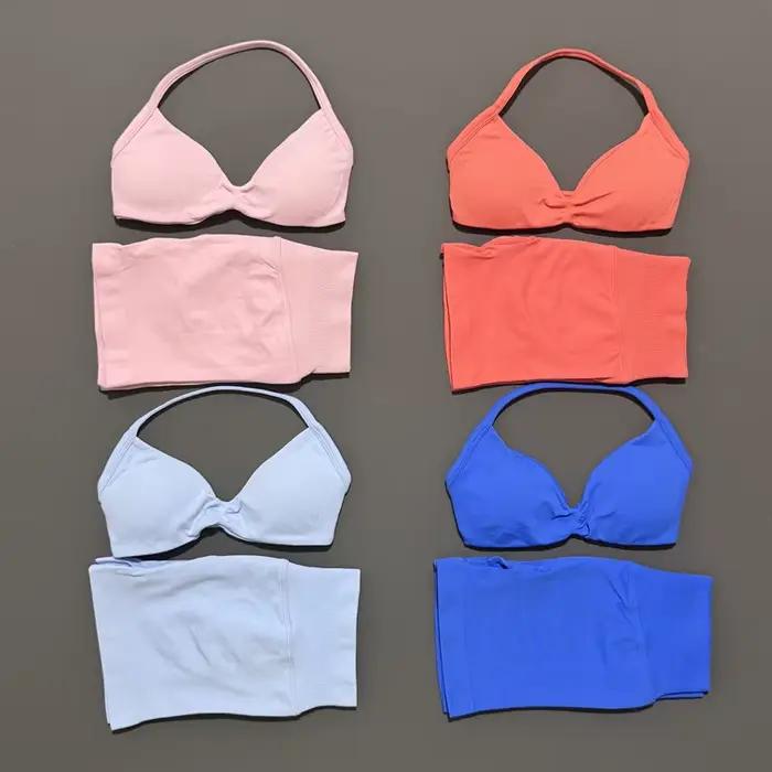 HISTELLO ensemble de gymnastique 2 pièces femmes à bretelles soutien-gorge de Yoga haut d'entraîneme
