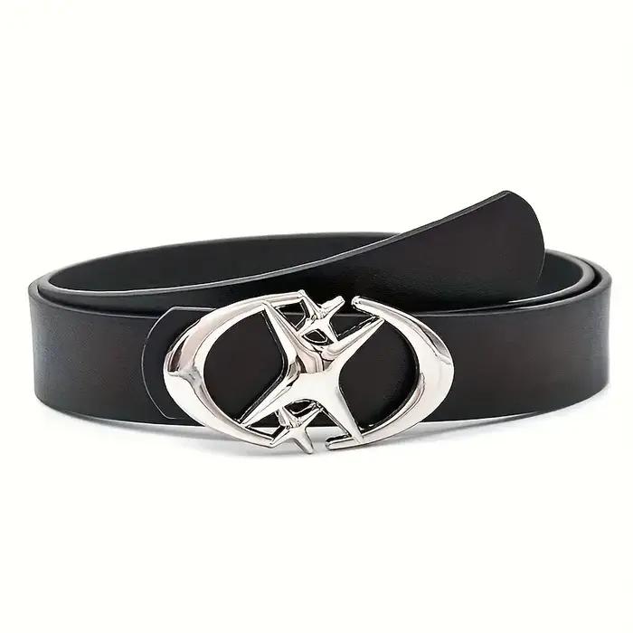 Ceinture élégante à boucle métallique croisée ovale – Durable, simple et universelle compatible – Id