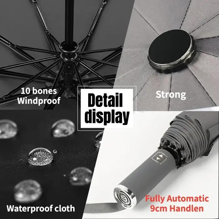 Parapluie pliant Super grand entièrement automatique pour hommes et femmes, coupe-vent, solide, impe