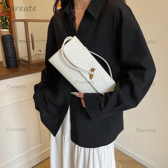 Sac messager tendance de couleur unie – Bandoulière unique en cuir vintage pour les déplacements, le