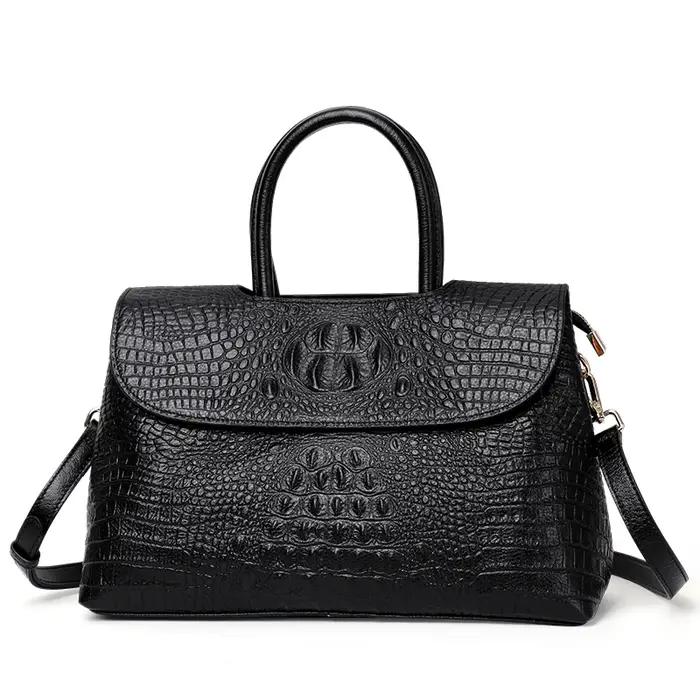 Nouveau sac à main haut de gamme pour femmes avec motif crocodile en peau de vache porte-documents d