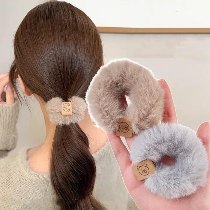 Corde à cheveux en peluche douce, optique coréenne, bandeau ours à haute élasticité, accessoires pou