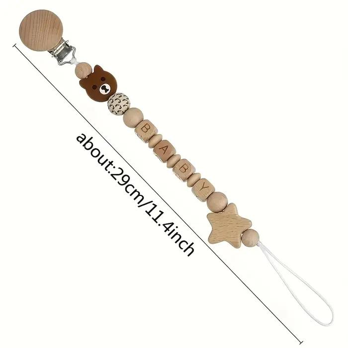 Clips de sucette en bois pour bébé, porte-mamelon factice, chaîne en Silicone, ours Koala, sucettes