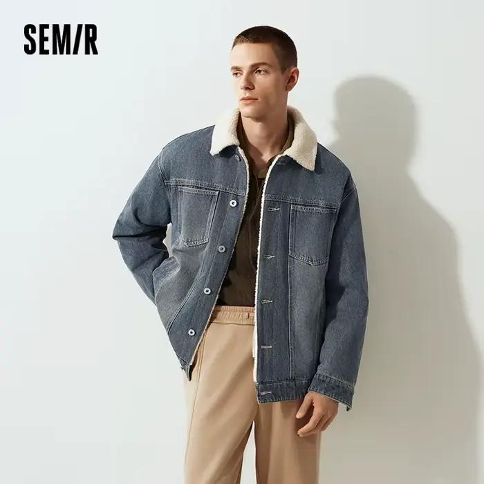 Semir Denim veste hommes hiver coton manteau 2025 nouvelle rue rétro en détresse fausse laine d'agne