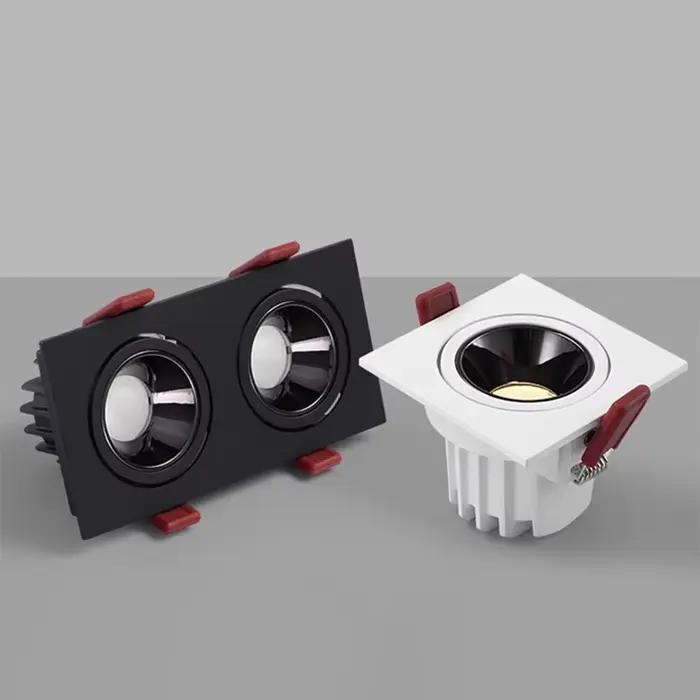 Plafond LED encastré 24W 10W simple/Double tête LED spots CREE COB Anti-éblouissement Downlight pour