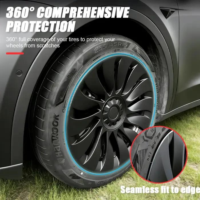 4 pièces de cache-roues pour Tesla Model Y 19 pouces Performance Automobile Remplacement de capuchon