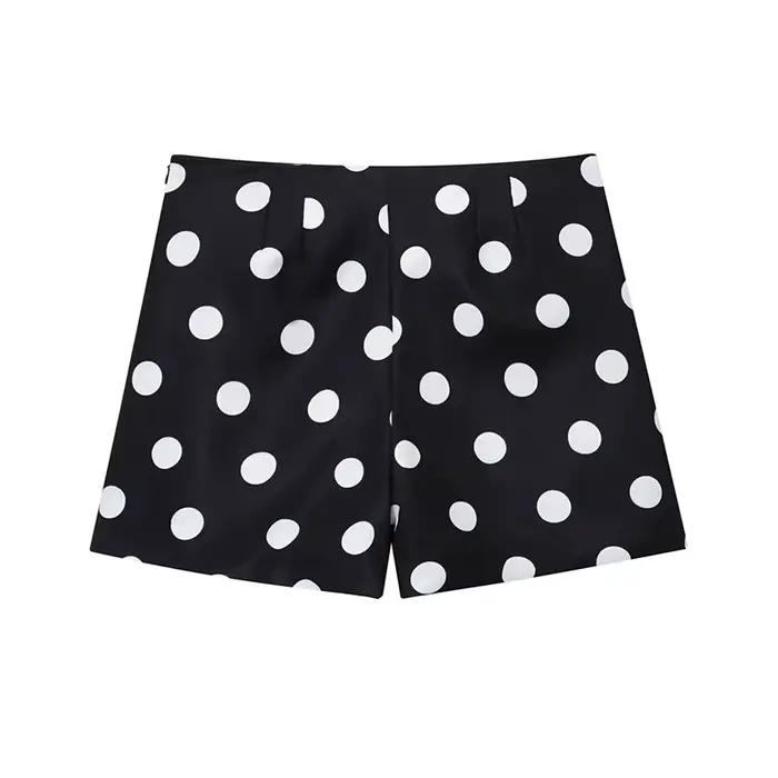Shorts décontractés amples taille haute vintage à imprimé pois pour femme, collection été 2026, idéa