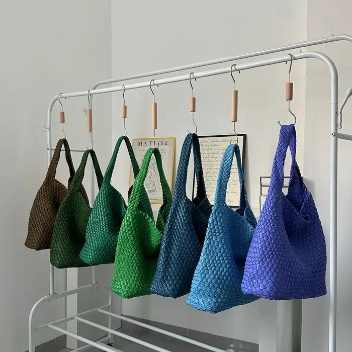 Sac à bandoulière en cuir PU pour femmes, sac sous les bras tissé en tissu doux, tendance, Style eur