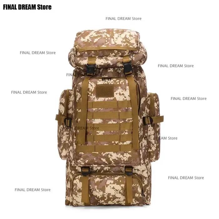 Grande capacité 80L imperméable Camouflage randonnée sac à dos décontracté tactique Sports de plein