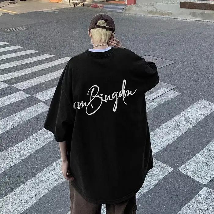 M-8XL été hommes T-shirt surdimensionné coréen décontracté Style ample lettre étoile Signature impre